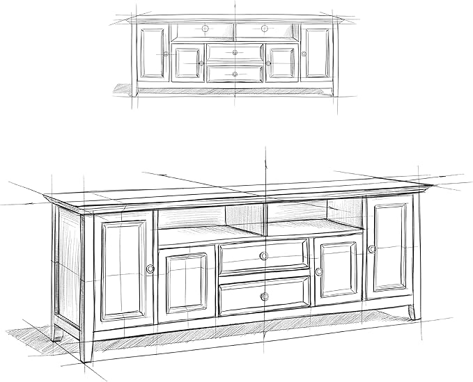 SIMPLIHOME Amherst 72-inch Wide Solid Wood TV Stand in Black, Transitional-Style Media Console for Living Room with Cable Management and Adjustable Shelves, Fits 80" TVs