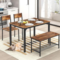 SogesHome Kitchen Table Set for 4, Compact Dining Table Chair Set with Bench, Built-in Storage Racks, Metal Frame, for Apartment, Restaurant, Vintage Brown