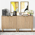 Pamapic Fluted Storage Cabinet, Sideboard Buffet Cabinet with Storage, Wood Credenza with Adjustable Shelves, Modern Accent Cabinet for Living Room, Kitchen, Entryway, Natural(2, Oak)