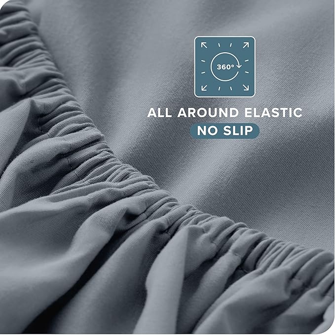 Bare Home Full Extra Long Sheet Set - 1800 Ultra-Soft Microfiber Full XL Bed Sheets - Double Brushed - Deep Pockets - Easy Fit - 4 Piece Set - Bed Sheets (Full XL, Steel Blue)