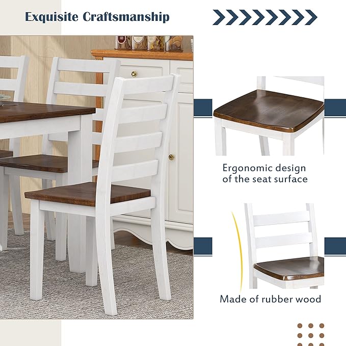 Merax 6-Piece Wooden Rectangular Dining Table Set with 4 Rubber Wood Chairs and 1 Bench
