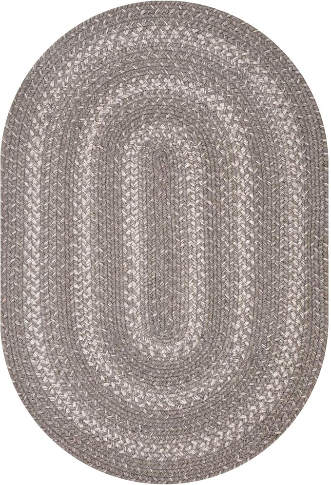 Grey Cloud Jute Braided Oval Rug, 20x30 - Grey, Warm Farmhouse Decor, Perfect for Laundry Rooms, Kitchens and Entryways - Reversible and Easy to Clean