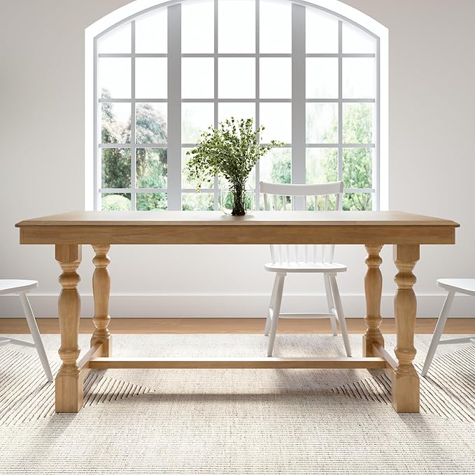 Bush Furniture Rectangular Dining Table, 67 inch Squire Trestle, Farmhouse Decor, Sterling Collection, Light Brown
