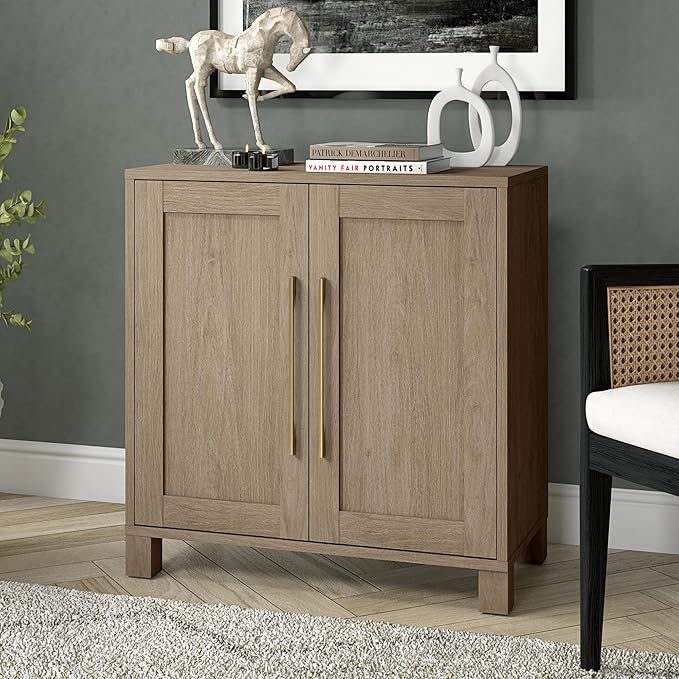 Henn&Hart 28" Wide Rectangular Accent Cabinet in Weathered Gray, for Home, Living Room, Bedroom, Entertainment Room, Office