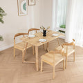 DELAVIN 4pcs Solid Wood Dining Chairs, Kitchen Chairs with Solid Oak Wood Legs, Farmhouse Style High Ladder Back Dining Room Chairs, Burlywood