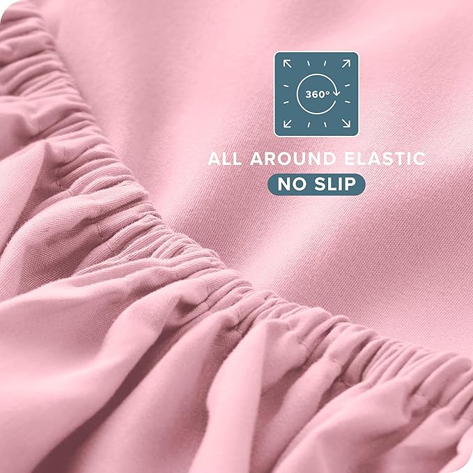 Bare Home Full Sheet Set - Luxury 1800 Ultra-Soft Microfiber Full Bed Sheets - Double Brushed - Deep Pockets - Easy Fit - 4 Piece Set - Bedding Sheets & Pillowcases (Full, Light Pink)