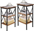 VECELO Versatile Side/End Table with Storage Shelf Nightstands for Living Room,Bedroom Furniture (Set of 2), Shelves, Retro Brown
