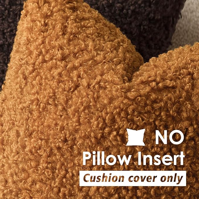 Foindtower 2 Pieces 24x24 Inch Orange, Faux Fur Throw Pillow Cover Accent Sherpa Furry Pillow Covers Fuzzy Soft Pillowcases Cozy Sheepskin Decorative Fleece Cushion Case for Bed Couch Living Room