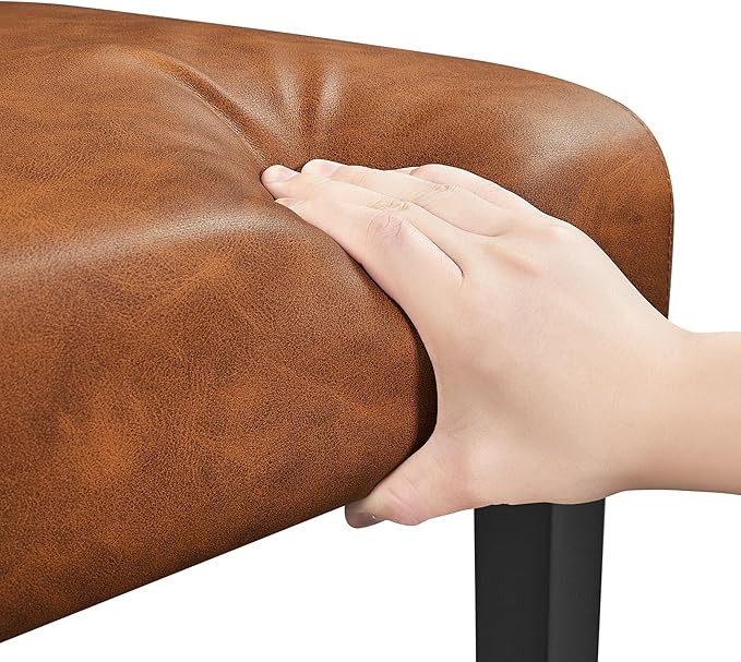 Yaheetech Dining Chairs Set of 4 Modern Style Faux Leather Dining Room Chairs with Solid Wood Legs and Button Tufted Padded for Home Kitchen, Retro Brown