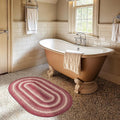 Autumn Maple Burgundy and Tan Braided Oval Rug, Jute, 20x30 - Rustic Primitive Decor for Entryway, Kitchen, Everywhere
