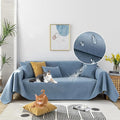 STACYPIK Blue Waterproof Sofa Cover, Anti-Slip Couch Covers for Pets, Anti-Scratch Furniture Protector for 2 Cushion Couch, Washable Leakproof Loveseat Cover for Sectional, Sofa Slipcover-71 x118IN