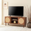 SAFAVIEH Ophelia TV Stand for up to 55" Flatscreen – Walnut, 2 Doors with Interior Storage, 2 Open Shelves, Entertainment Media Console (MED9615A)