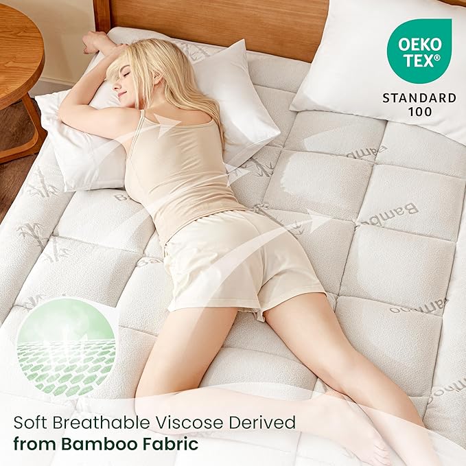 Love's cabin Twin XL Mattress Topper, Rayon Derived from Bamboo, 900 GSM Mattress Topper Pad College Dorm Size, Thick Pillow Top Mattress Pad for with 8"-20" Deep Pocket(39"x80")