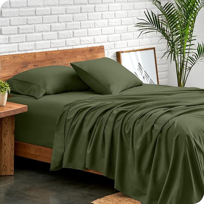 Bare Home California King Sheet Set - 1800 Ultra-Soft Microfiber Cal King Bed Sheets - Double Brushed - Deep Pockets - Easy Fit - 4 Piece Set - Bed Sheets (California King, Cypress)