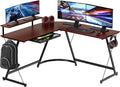 SHW 51 x 51 Inches Vista L-Shaped Desk with Monitor Stand and Drawer, Cherry