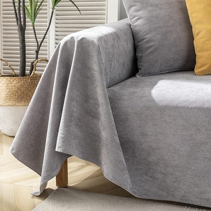 STACYPIK Thick Waterproof Grey Sofa Cover Couch Cover, Anti Slip Loveseat Covers for 2 Cushion Couch, Anti-Cat Scratch Couch Protector Sofa Slipcover, Multi-Use Leakproof Furniture Protector-71X102IIN
