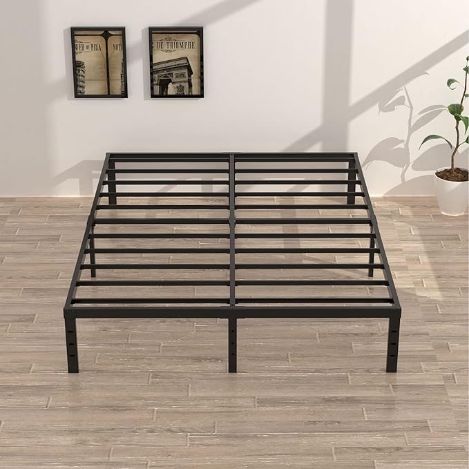 California King Metal Bed Frame, 14 Inch Heavy Duty Storage Platform Bed Frame with 2500lbs Steel Slats Support, Easy Assembly, Black