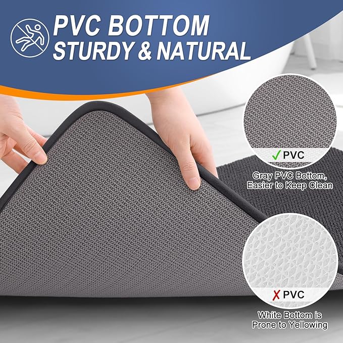 OLANLY Thick Memory Foam Bath Mat Rug 47x20, Extra Soft Absorbent Bathroom Rug, Quick Dry Bath Mats, Non-Slip, Machine Washable Carpet for Bathroom, Tub and Shower, Home Decor Accessories, Dark Grey