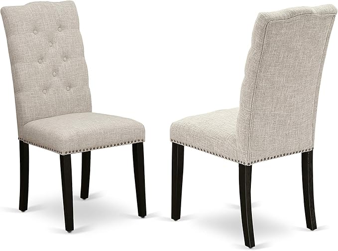 East West Furniture X677EL635-5 5 Piece Kitchen Table & Chairs Set Includes a Rectangle Dining Room Table with X-Legs and 4 Doeskin Linen Fabric Parsons Chairs, 40x72 Inch, Multi-Color