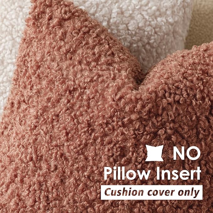 Foindtower 2 Pieces 16x16 Inch Dusty Pink, Faux Fur Throw Pillow Cover Accent Sherpa Furry Pillow Covers Fuzzy Soft Pillowcases Cozy Sheepskin Decorative Fleece Cushion Case for Bed Couch Living Room