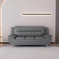 Container Furniture Direct Michael Modern Faux Leather Upholstered Stainless Steel Legs Living Room Sofa, Sleek Gray