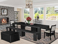 X02X2-2C6-30 4-pc Dining Room Table Set a Rectangular Kitchen Table and a wooden Bench and 2 Wire Brushed Black Polyester Stackable Chair, 39x120 Inch, Wire Brushed Black