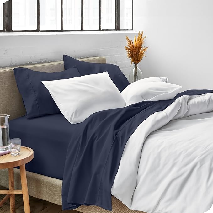 Bare Home King Sheet Set - Luxury 1800 Ultra-Soft Microfiber King Bed Sheets - Double Brushed - Deep Pockets - Easy Fit - 4 Piece Set - Bedding Sheets & Pillowcases (King, Midnight Blue)