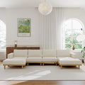 Acanva Minimalist Modular Sectional Sofa for Living Room, Wide & Deep Seat Convertible Furniture Set with Metal Frame and Movable Covers, U-Shaped Couch, Off White