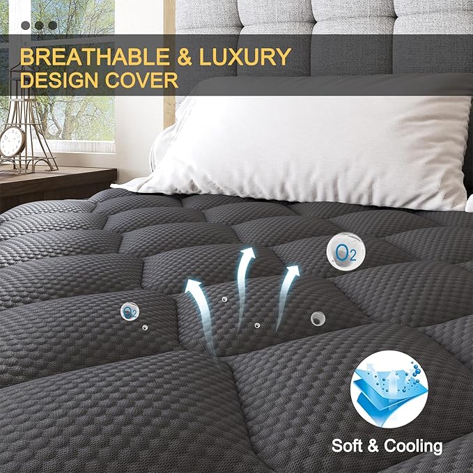 Full Mattress, 12 Inch Mattresses Hybrid Euro Top Mattress Medium Firm for Back & Lumbar Support, 100 Night Trial, Individual Pocket Spring Bed for Motion Isolation & Pressure Relief