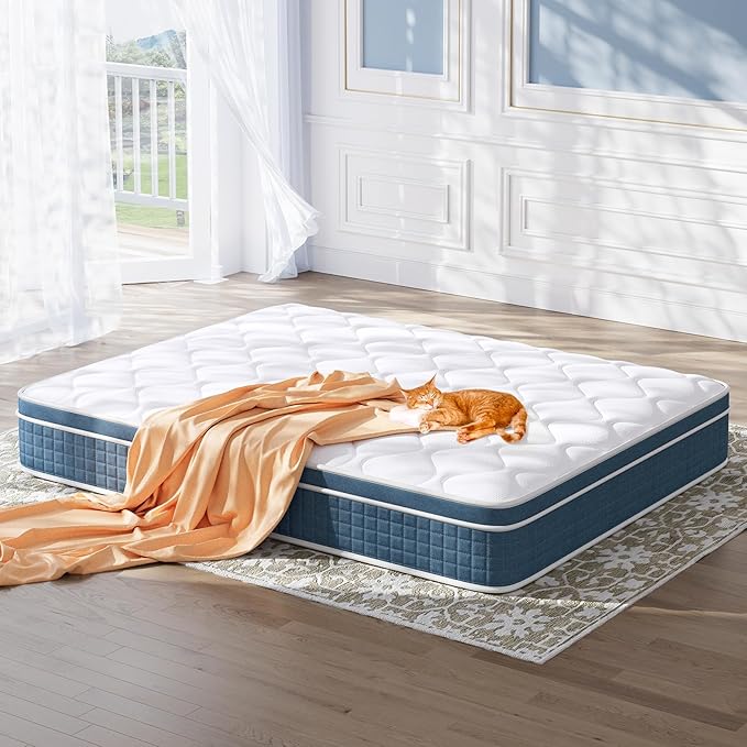 King Size Mattress, 10 Inch King Mattress in a Box, Hybrid King Bed Mattress with Individual Pocket Springs and Pressure-Relieving Memory Foam, Medium Firm Mattress King Size 80"x76"x10"