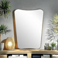 Gold Mirror for Bathroom, Asymmetrical Mirrors for Wall, Vintage Vanity Mirror, Irregular Mirror in Stainless Steel, 22 x 30 Antique Brass Wavy Mirrors Wall Mounted Vertically Only