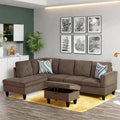 Modular Sectional Couch, L Shaped Couch with Storage, Convertible Sofa with Ottomans, Modern Sectional Sofa for Living Room and Office, 5 Seat, Brown
