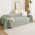 MYSKY HOME Sectional Couch Cover Blanket Living Room Furniture Protector for Pets, Farmhouse Home Decor Sofa Covers Tassel Chenielle Sofa Slipcover Soft Throw Couch for Dogs,71" X 118", Sage Green