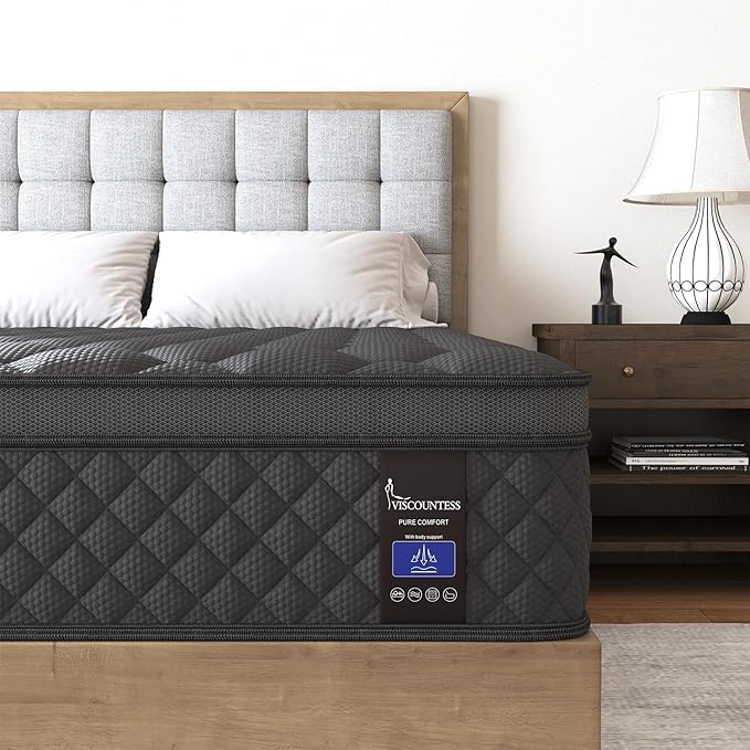 Twin Hybrid Mattress, 12 Inch Medium Mattress Euro Top for Back & Lumbar Support, Individual Pocket Spring Bed for Motion Isolation & Pressure Relief