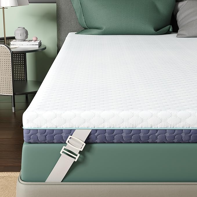 3 Inch Firm Mattress Topper Full Size, Memory Foam Bed Topper with Soft & Firm Options for Back Pain Relief, Mattress Topper with 2-Sided Cover, Ergonomic 5-Zone Design, CertiPUR Certified
