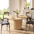 LITTLE TREE 47 Inches Round Dining Table for 4, Farmhouse Natural Wooden Dining Room Table with Fluted Pedestal, Large Circle Kitchen Dinner Table for Dining Room, Living Room (Table Only)