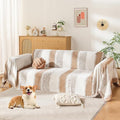 Boho Couch Cover, Sofa Cover, Sofa Covers for 2 Cushion Couch, Washable Sectional Couch Covers for Dogs Pet Furniture Protector Couch Cover Blanket for Living Room (1# Khaki, 71" x 118")