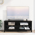 TV Stand for 65 inch TV with Storage,Modern TV Entertainment Center for Bedroom,TV Media Console Table with 4 Open Storage Shelve,55 inch Wood TV Cabinet Black