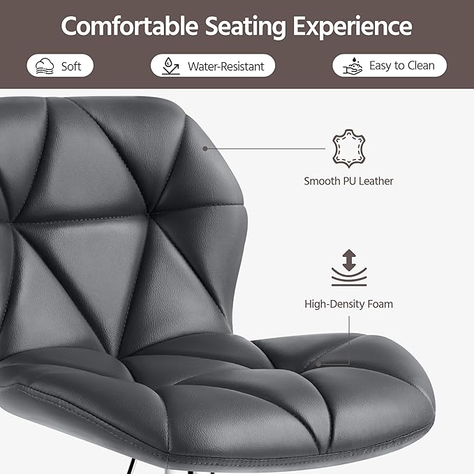 Yaheetech Gray Barstools Set of 2, PU Leather Bar Chairs with Backrest, Height Adjustable Swivel Island Stools for Kitchen Counter, Gray