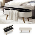 NicBex Ottoman Bench with Storage for Bedroom, 43.5" Upholstered End of Bed Bench with Rubber Wood Legs, Linen Storage Bench for Living Room or Entryway,