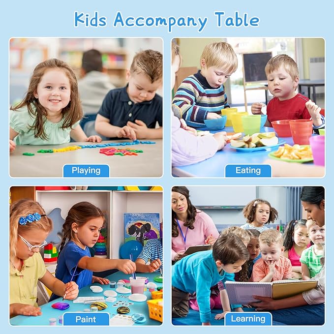 Kids Table and 2 Chairs Set，Height Adjustable Children Table & Chair，Toddlers Study Multi-Activity Table with 31.5"x23.6" Wipe-Clean Desktop，for Classrooms, Homes & Daycares