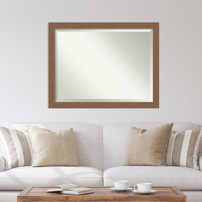 Amanti Art Brown Wall Mirror 35x45 Alta Medium Brown Rectangle Bathroom Mirror for Wall Decor Living Room, X-Large Rustic Farmhouse Frame, Hangs Horizonally and Vertically, Bathroom Decor, Beveled
