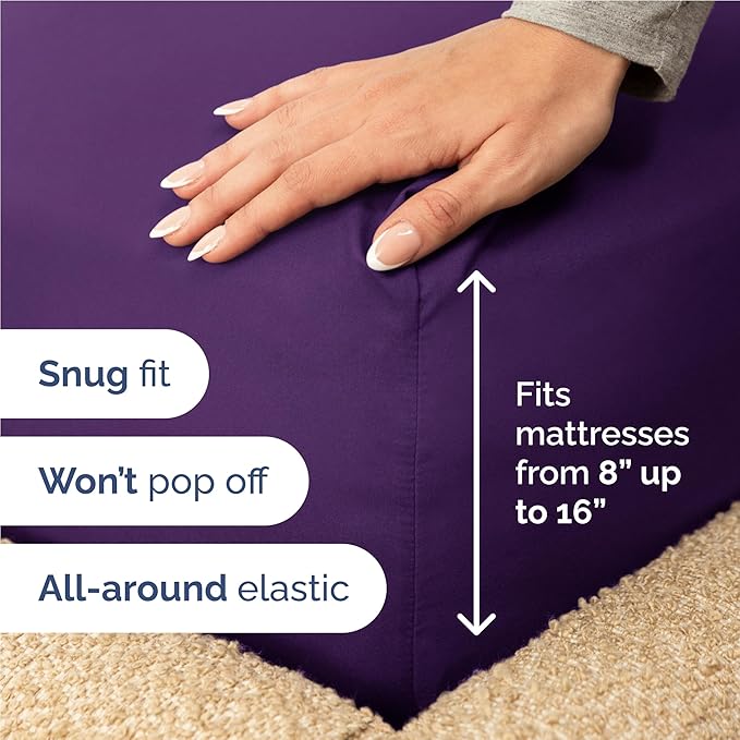 Twin XL Size 3 Piece Sheet Set - Comfy Breathable & Cooling Bed Sheets Set - Hotel Luxury Bedding for Women, Men, Kids, Teens, Boys & Girls - Deep Pockets, Ultra-Soft, Wrinkle Free - Oeko-Tex - Purple