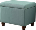 Home Decor | Upholstered MediumRectangular Storage Ottoman | Hinged Lid Ottoman with Storage for Living Room & Bedroom, Aqua Linen