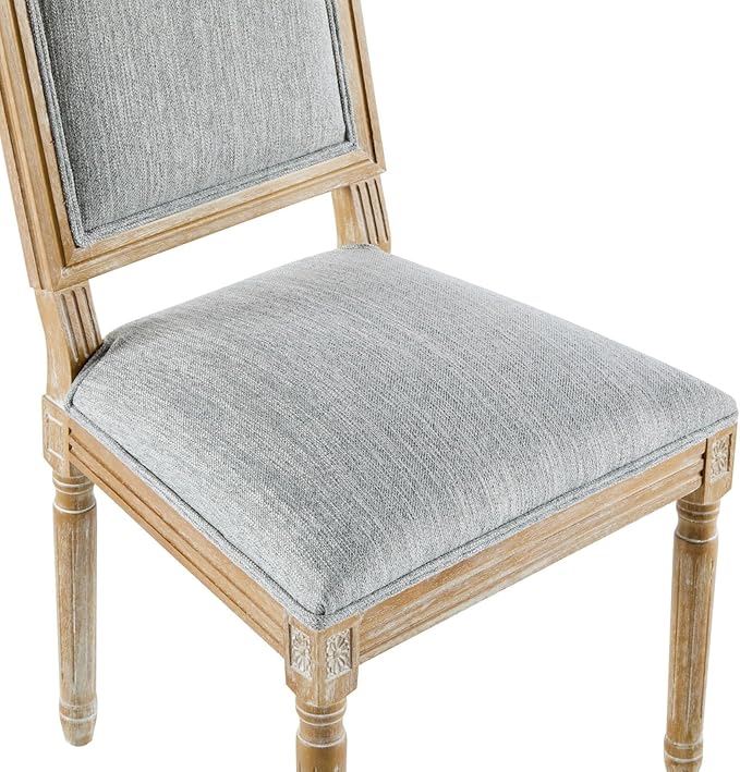 Merax Upholstered Solid Wood Dining Chairs Set of 6, French Country Style Accent Side Seating Furniture for Kitchen, Living Room, Cushioned Back, Grayish Green