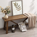 Wnutrees 43" Farmhouse Wood Bench, Narrow Bench, Long Bench Seat for Entryway, Living Room, Dining Room, Solid Wood, Natural