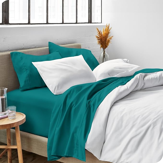 Bare Home King Sheet Set - Luxury 1800 Ultra-Soft Microfiber King Bed Sheets - Double Brushed - Deep Pockets - Easy Fit - 4 Piece Set - Bedding Sheets & Pillowcases (King, Emerald)