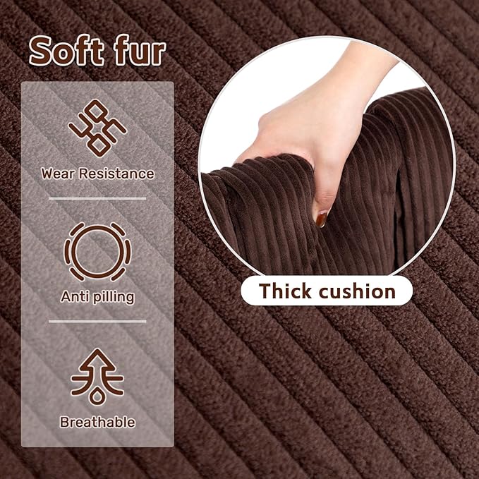 HollyHOME Modern Velvet Accent Chair with Ottoman, Upholstered Comfy Reading Chair and Footstool, Fabric Large Lazy Arm Chair and Stool, Lounge Sofa Chair for Living Room, Bedroom, Coffee Chair&Stool