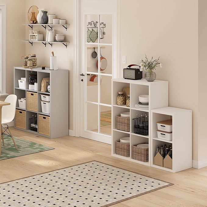 Furinno Cubicle Open Back Decorative Cube Storage Organizer, 6-Cube, White