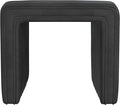 HomePop Modern Channel Tufted Faux Leather Ottoman Home Décor|Ottoman for Living Room & Bedroom - Black Faux Leather